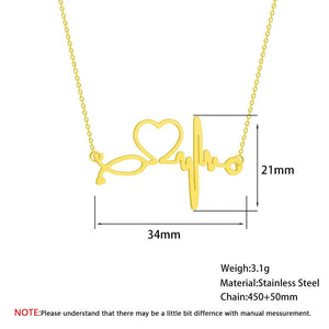 Todorova Stainless Steel Stethoscope Heartbeat Necklace Women Love Heart Necklaces & Pendants Medical Nurse Doctor Lover Gifts