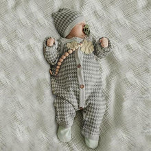 Load image into Gallery viewer, Knitted Newborn Baby Clothes Cotton Baby Romper With Plaid Hat Infant Toddler Jumpsuit For Girls And Boys
