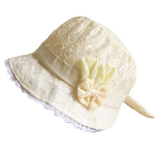 Load image into Gallery viewer, Cute Princess Baby Hat With Bow Solid Color Lace Hollow for Baby Girl Cap Toddler Kids Beach Bucket Hats In Retro Design

