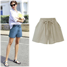 Load image into Gallery viewer, Large Size Women Loose Cotton Shorts Women&#39;s Linen Shorts Casual Female Wide Leg Shorts Plus Size 6XL
