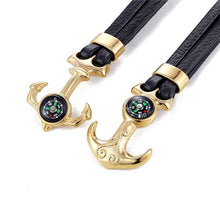 Load image into Gallery viewer, New Elegant Fashion Multi-Layer Leather Luxury Stainless Steel Charm Bracelet Skull Compass Anchor Couple Survival Bracelets Bangles Cool For Men And Women
