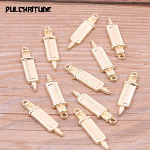 20Pcs Two Color Medicine Syringe Charms Pendants Jewelry Making Stethoscope Charms For DIY Handmade Craft