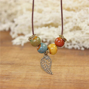 Miredo jewelry wholesale simple ceramic necklaces women's coin wood collar stone boho  necklace pendant free shipping #1460