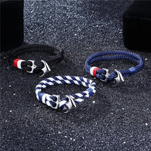 Load image into Gallery viewer, High Quality Anchor Bracelets  Charm Nautical Survival Rope Chain Paracord Bracelet Male Wrap Metal Sport Hooks For Men
