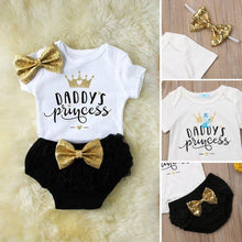 Load image into Gallery viewer, 3PCS Cute Newborn Baby Girl Outfits Clothes Tops Bodysuit Shorts Pants Set For Girls  WIth Print Dadys Princess
