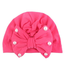 Load image into Gallery viewer, Modern Baby Hats Cute Rabbit Bow Knot with Pearls Baby Girl Hat with Pearls  for Kids In Diamond Luxury Style
