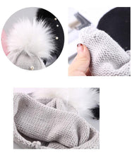 Load image into Gallery viewer, Beautiful Newborn Cute Pearl Winter Warm Knit Pompom Hats Infant Kids Soft Hat For Baby Boy And Girls
