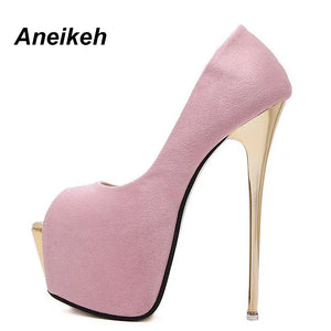 Aneikeh 2024 Brand Shoes Woman 16CM High Heels Women Pumps Stiletto Thin Heel Women's Shoes Open Toe High Heels Shoes 258-21#