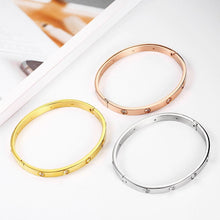 Load image into Gallery viewer, Rose Gold Women's Bracelets Crystal Bangles for Women Bohemian Stainless Steel Fashion Jewelry Love Valentines Day Gift
