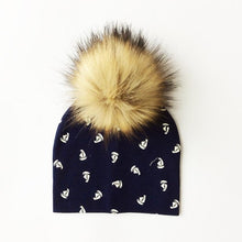 Load image into Gallery viewer, Luxury Modern Baby Hat Cotton Printing Hat With Pompon For Girls Autumn Winter Boys Caps Children Bonnet For Kids
