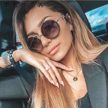 Load image into Gallery viewer, Famous Luxury Round Retro Rimless Elegant Woman and Lady Sunglasses Style With Zircons and Diamonds and UV400 Protection
