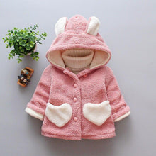 Load image into Gallery viewer, Baby Girls Winter Coats Newborn Baby Thick Velvet Outerwear For  Toddler Hoodies For Girls With Heart Print Design For Girls And Babies
