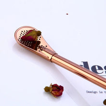 Load image into Gallery viewer, 2Pcs Metal Straw Stainless Steel Drinking Tea Mate Straw Gourd Bombilla Filter Spoon Filter Pipette Kitchen Bar Accessories
