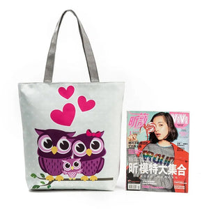 Miyahouse Lovely Owl Printed Women's Casual Tote Large Capacity Canvas Female Shopping Bag Ladies Shoulder Handbag Beach Bag