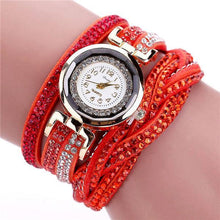 Load image into Gallery viewer, Fashion Casual Gold Quartz Women Rhinestone Watch Braided Leather Bracelet Watch Gift Ladies Wristwatch For Ladies  and Women
