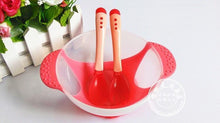 Load image into Gallery viewer, 3Pcs Set Baby Dishes With Suction Cup Assist Food Bowl Temperature Sensing Spoon Baby Tableware Baby Utensils Spoon+Fork
