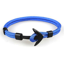 Load image into Gallery viewer, Black Anchor Modern Bracelets New Amazing Charm Survival Rope Chain Paracord Bracelet Elegant For Male Wrap Metal Sport Hooks
