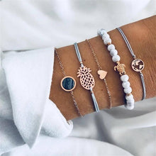 Load image into Gallery viewer, Luxury Modern  Gold Crystal Circle Arrow Bracelets Set for Women In Bohemian Pink Opal Adjustable Charm Bracelet Jewelry Style for Women and Ladies
