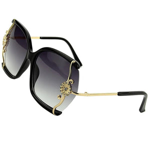 Luxury Brand New Women Sunglasses with Fine Lace and Rhinestone Decoration Semi-Rimless Frame Travel Sun Glasses Ladies Eyewear