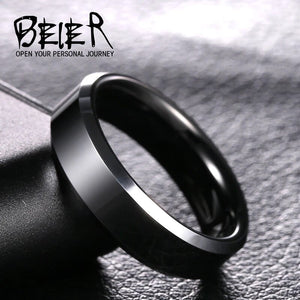 Beier 100% Real Tungsten width 6-8mm  Man's  women's wedding Engagement ring high polished top quality jewelry  W058