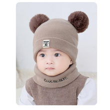 Load image into Gallery viewer, 2 Pieces Baby Beanies Cap and Scarf Set Baby Kid Solid Color Plush Ball Baby Girls Hat And Scarf Set For Boys and Girls Kids In Modern Design
