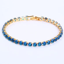 Load image into Gallery viewer, Luxury 4mm Diamond Shiny Elegant Cubic Zirconia Tennis Bracelets Iced Out Chain Crystal Wedding Bracelet For Women and Men In Modern Gold Silver and Colorful Design
