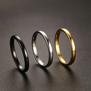 Vnox Cute Women's Gold-color Rings Trendy 2 mm Tungsten Carbide Wedding Bands for Women Jewelry