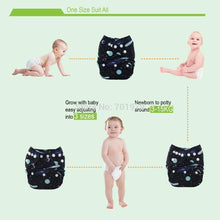 Load image into Gallery viewer, Baby One Size Fits All Reusable Baby Cloth Diaper with  Microfiber Insert Diaper For Baby Boys and Baby Girls In Modern New Printed Design
