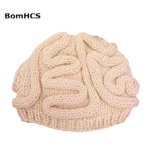 BomHCS Funny Cool Winter Personality Horrible Brain Wool Hat Warm Handmade Men's Women's Beanie Caps Gifts