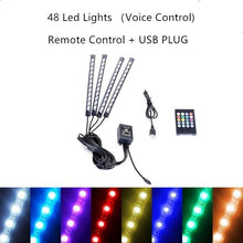 Load image into Gallery viewer, Lights LED Car Strip Lights with Two-Line Waterproof Design RGB LED Strip Light With USB Wireless Remote Music Control Multiple Modes For Auto Car
