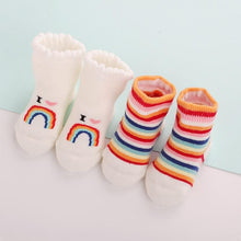 Load image into Gallery viewer, Comfortable Cute Cotton Newborn Soft Baby Girls Boys Socks Infant Toddler Stripe Anti Slip Stretchy Socks
