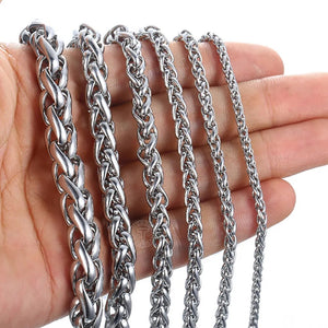 3-10mm Women's Men's Bracelet Stainless Steel Wheat Chain Bracelets Male Gifts Wholesale Jewelry 7-11" KBB8