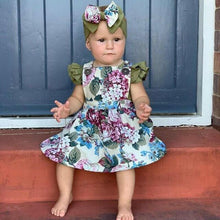 Load image into Gallery viewer, Newborn Baby Girl Skirt  Retro Sweet Strap  Jumpsuit And Headband Children's Clothes Unique Design
