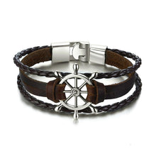 Load image into Gallery viewer, Lucky Vintage Men's Leather Bracelet Playing Cards  Charm Multilayer Braided Men and Women Gift
