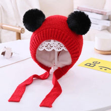Load image into Gallery viewer, Handmade Modern Trend Winter  Christmas Knitted Baby Hat Cute Double Pompom Infant Baby Boy Girl Cap Ear Protection Hats Kids Children Cap
