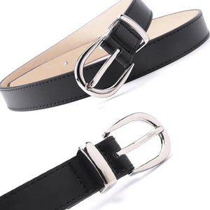 Women's Belt 110 Cummerbunds Belts For Women Dress Apparel Lady Pu Leather Black Waist Belts Women Sliver Buckle Cinturon Mujer