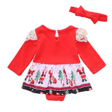 Load image into Gallery viewer, Christmas Outfits Long Sleeve Ruffles Romper Dress Cotton Santa Claus Puffy Baby Girl Party Clothes Set
