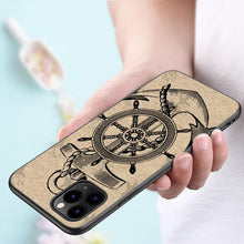 Load image into Gallery viewer, Anchor Boat Ship Wheel Phone Case For iPhone 13 12 Mini 11 Pro XS Max XR X 8 7 6S 6 Plus 5S 5 SE 2020 Black Cover Custom Anchor Hard Back Cover Case
