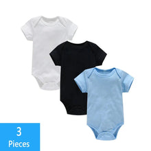 Load image into Gallery viewer, 3PCS Baby Bodysuit Set (0–12M) – Soft Cotton Solid Color Summer Rompers for Boys &amp; Girls

