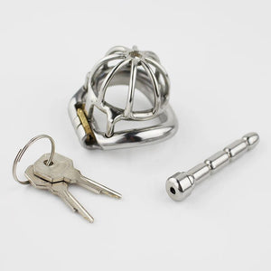 Stainless Steel Stealth Lock Male Chastity Device With Catheter Cock Cage Penis Lock Cock Ring Chastity Belt