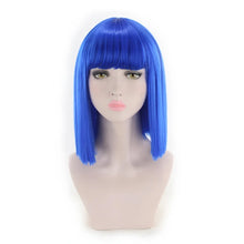 Load image into Gallery viewer, Synthetic Hair Short Wig With Bangs Cosplay Wigs For Women Straight Bob Wig Korean Pink Red Brown Blue Green White Purple Grey
