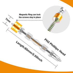 WORKPRO 10 Pcs 65mm Magnetic Screwdriver Bits Set Double-ended bits with magnetic ring PH2 Screw Repair Tool for Home Appliances