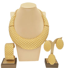 Load image into Gallery viewer, Zhuerrui Choking Necklace Bracelet Earrings Ring Jewelry Set Brazilian Gold Luxury Jewelry Set Gold Plated Jewelry Set H00541
