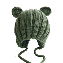 Load image into Gallery viewer, Luxury Modern Baby Knitted Winter Hat with Ears Cartoon Lace-up Children Kids Baby Bonnet Cap In Winter Cozy Style
