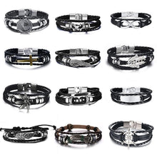 Load image into Gallery viewer, Lucky Vintage Men's Leather Bracelet Playing Cards  Charm Multilayer Braided Men and Women Gift
