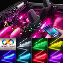 Load image into Gallery viewer, Lights LED Car Strip Lights with Two-Line Waterproof Design RGB LED Strip Light With USB Wireless Remote Music Control Multiple Modes For Auto Car
