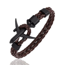 Load image into Gallery viewer, Modern Fashion Elegant Airplane Anchor Luxury Bracelets For Women Charm Leather Amazing Bracelets For Men Metal Hooks Hope homme jewelry Aviation style

