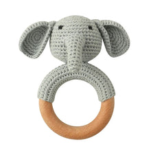 Load image into Gallery viewer, BPA Free Baby Wooden Teether Crochet Rattle Toy for Newborns
