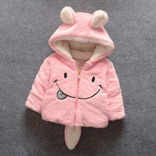 Load image into Gallery viewer, Baby Girl Einter Jacket Girl Cute Rabbit HoodedJacket Children's Wool Sweater Plus Thick Warm Plush For Kids
