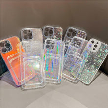 Load image into Gallery viewer, Unique Gradient Women Love Wallet Card Holder Clear Soft Case For iPhone 13 11 12 Pro Max Beautiful Colors Transparent Cover Drop Protection Transparent Phone Cover
